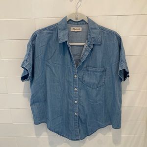 Madewell chambray tie-front top, size S, excellent condition